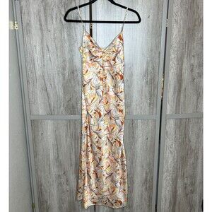 L Space Joanne Dress Size XS Satin Slip Dress Spaghetti Straps Floral Sunshine
